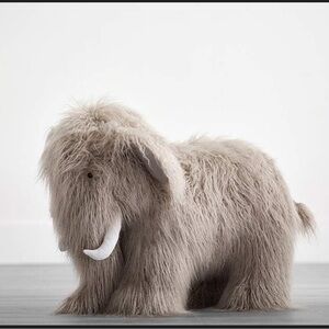 Pottery Barn Kids Plush Jumbo Woolly Mammoth - Light Taupe with White Tusks